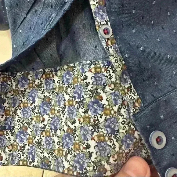 Robert Graham Men’s Blue Button Down Shirt XL Modern Americana Business Casual - Picture 5 of 7